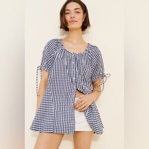 Blue Gingham Women's Top